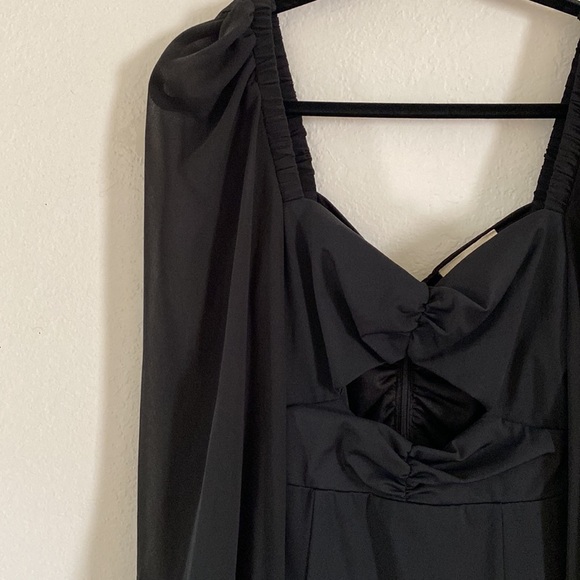 NWOT Cut Out Mini Dress with Sheer Balloon Long Sleeves - Picture 3 of 5